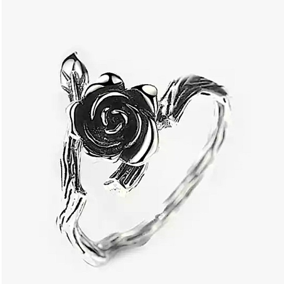 Rose Flower Design Sterling Silver Ring - Picture 2 of 5